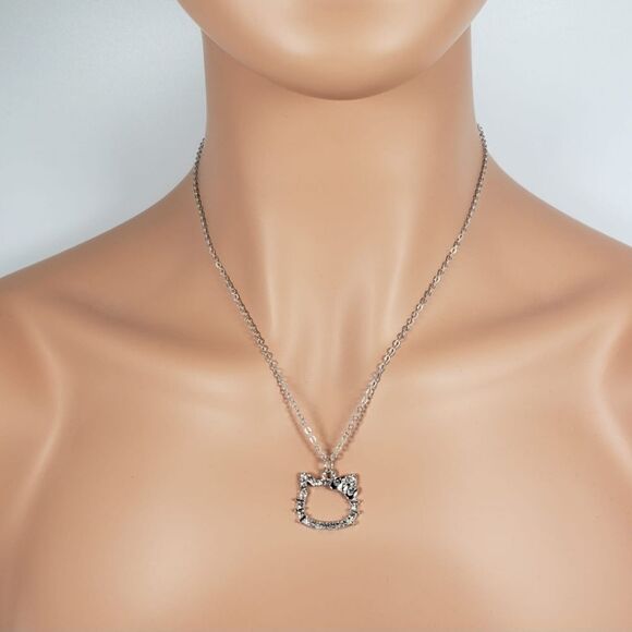 Brand New Silver Rhinestone Hello Kitty Necklace - Picture 3 of 7
